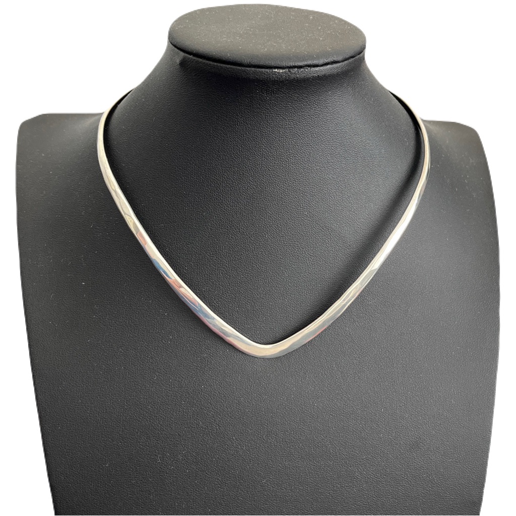 Vintage Mcm Carl Art 925 Sterling Silver Torque Collar V Cravat Necklace